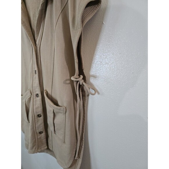 PILCRO Side Tie Button Front Poncho Women S / M Lagenlook Oversized Hooded Vest - Picture 7 of 13